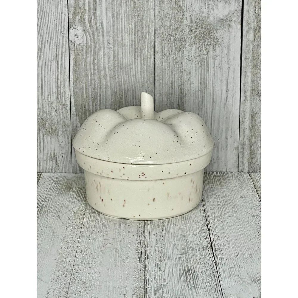 Vintage Handmade Apple Shaped Trinket Box Sugar Bowl With Lid